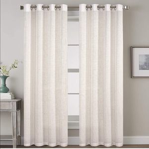 Set of 2 Curtain Panels - 52”Wx96”L - Natural Linen Blend with Nickel Grommets